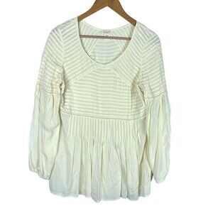 Sundance Womens Cream Long Sleeve Rayon Blouse Tunic Size M Pintuck Cottagecore